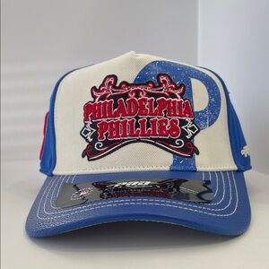 NWT-Philadelphia Phillies- Pro Standard Snapback Hat-3D MLB- eggshell/royal blue